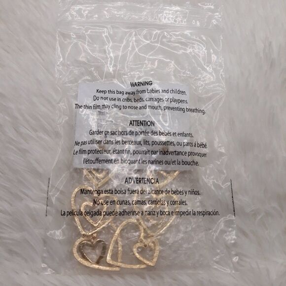 SUGAR FIX Stacked Gold Heart Drop Earrings "GOLD" (Nickel Free) NEW!!! - Picture 6 of 7